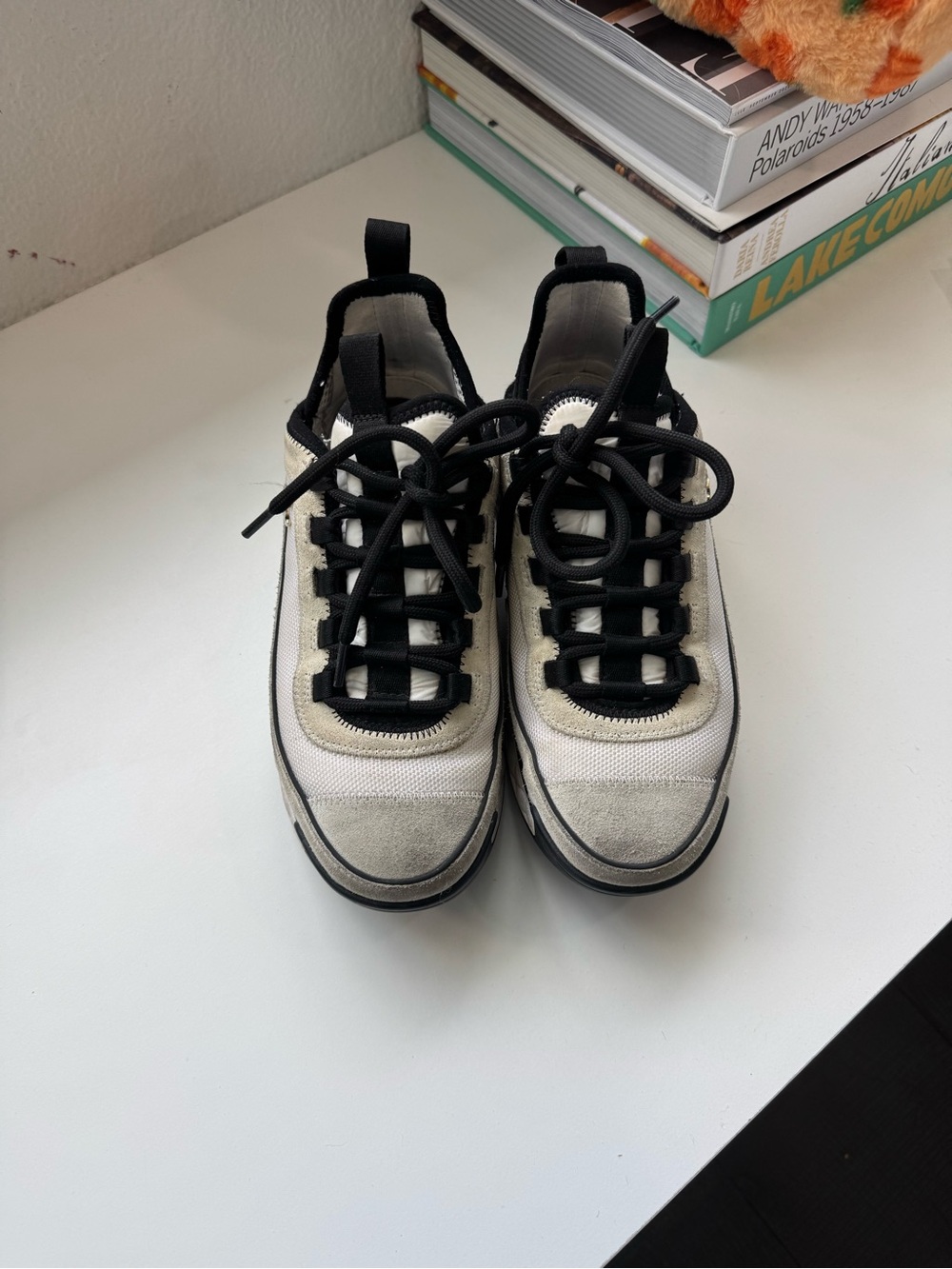 CHANEL Black and White Lace-Up Women's Sneakers